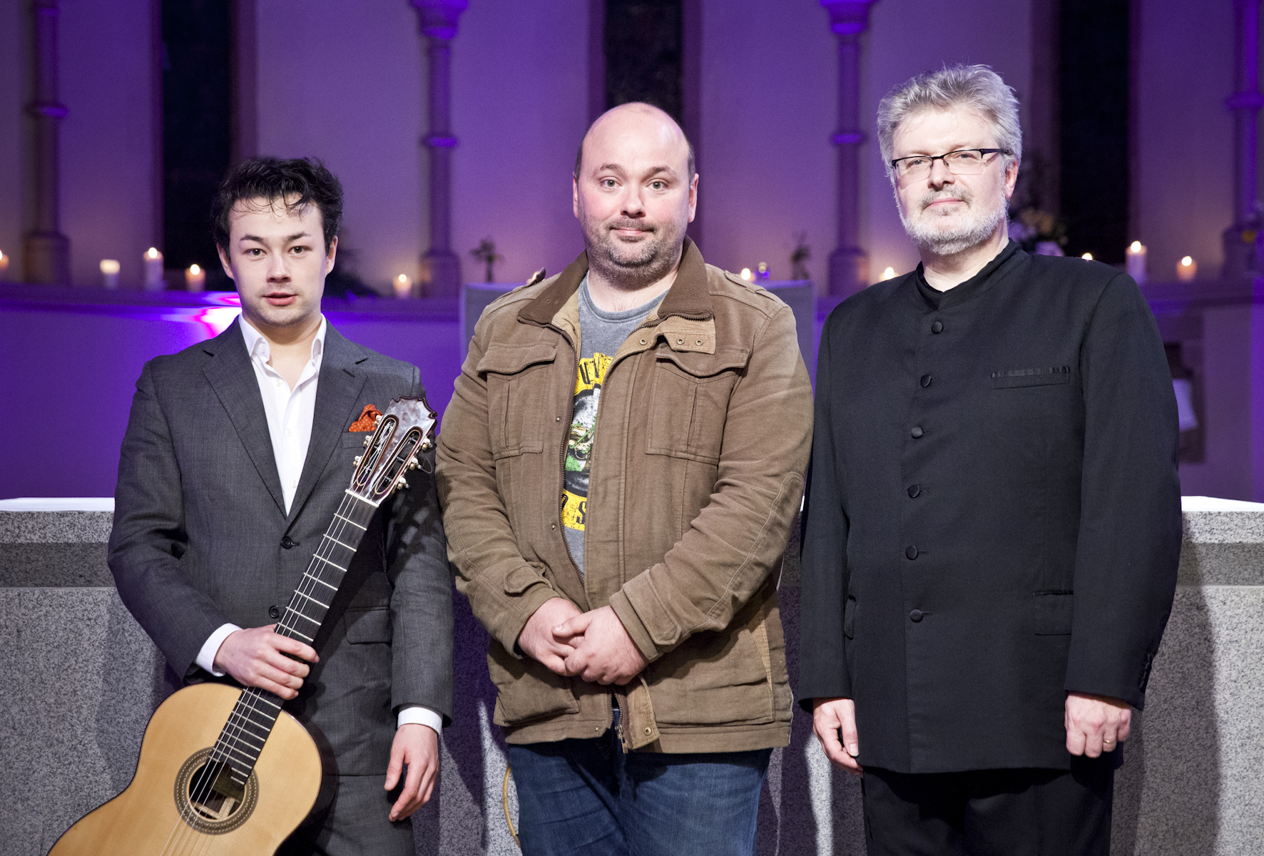  Left - Right: Sean Shibe, Michael Murray, Sir James MacMillan. Credt - Robin Mitchell 